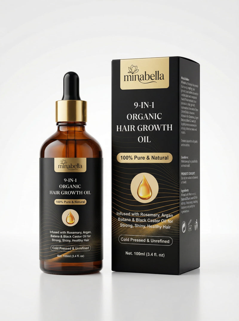 9-in-1 Organic Hair Growth Oil – Rosemary, Argan, Batana & Black Castor | 100ml