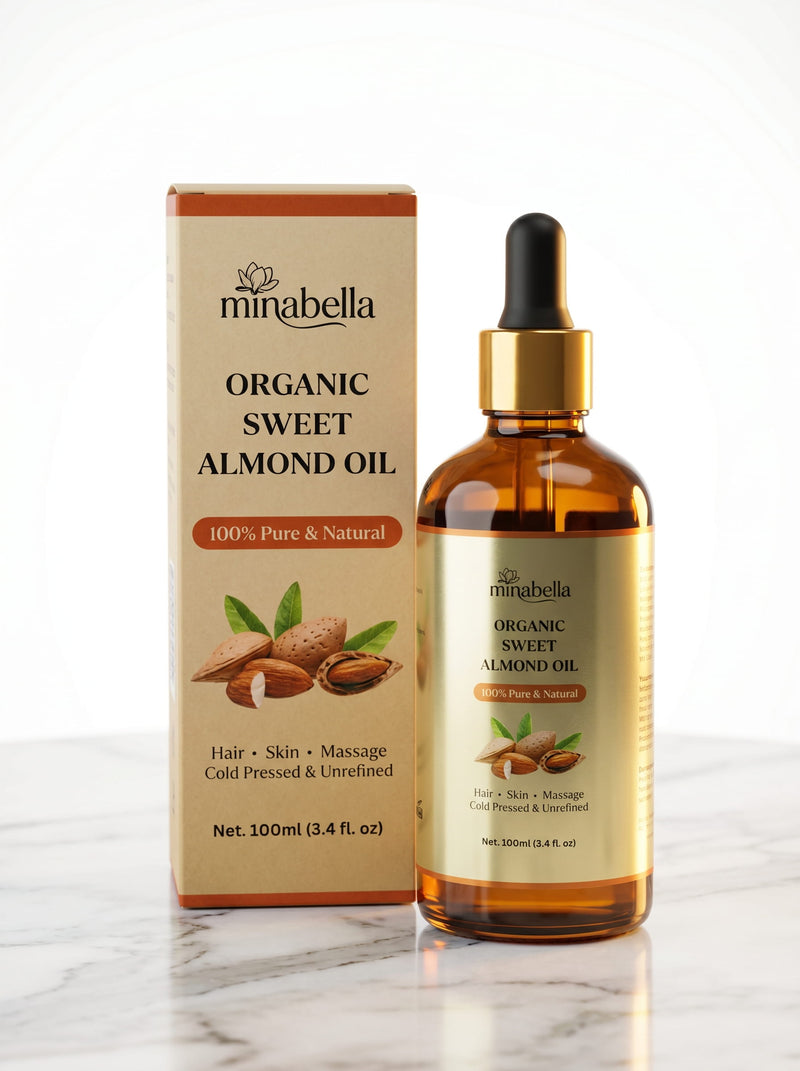 Organic Sweet Almond Oil – 100% Pure Cold Pressed | Hair, Skin & Massage | 100ml