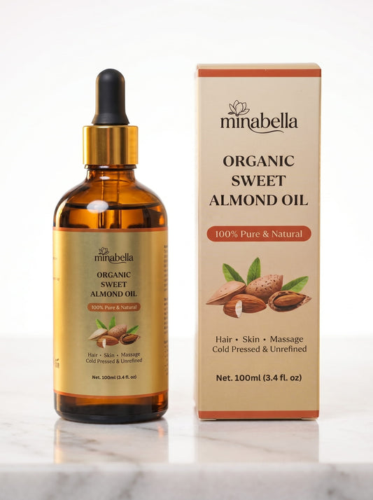 Organic Sweet Almond Oil – 100% Pure Cold Pressed | Hair, Skin & Massage | 100ml